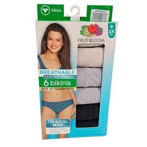 Fruit of the Loom Panties Tri-Cool Max 6 Pack Breathable Hipsters Size 2X (NWT)